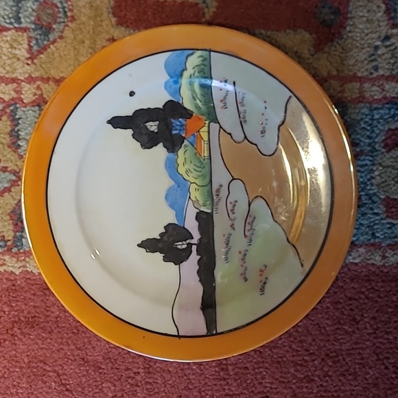 JAPANESE HANDPAINTED LUSTERWARE LANDSCAPE DECORATIVE PLATES SET OF 5 - Picture 7 of 12
